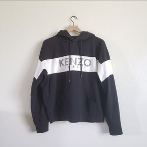 Kenzo Sport Oversized Black and White Graphic Streetwear Hoodie